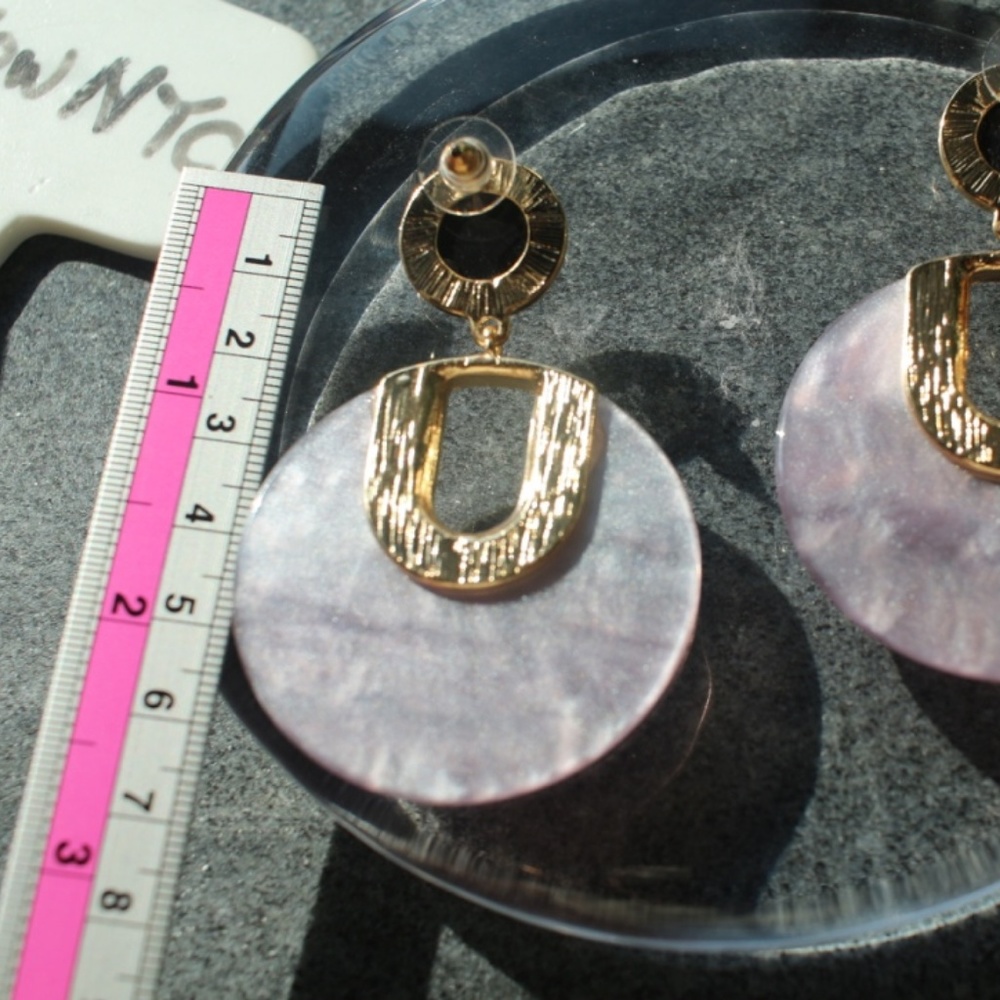 NEW Purple Large Huge Circle Disc Acrylic earrings - Picture 4 of 8